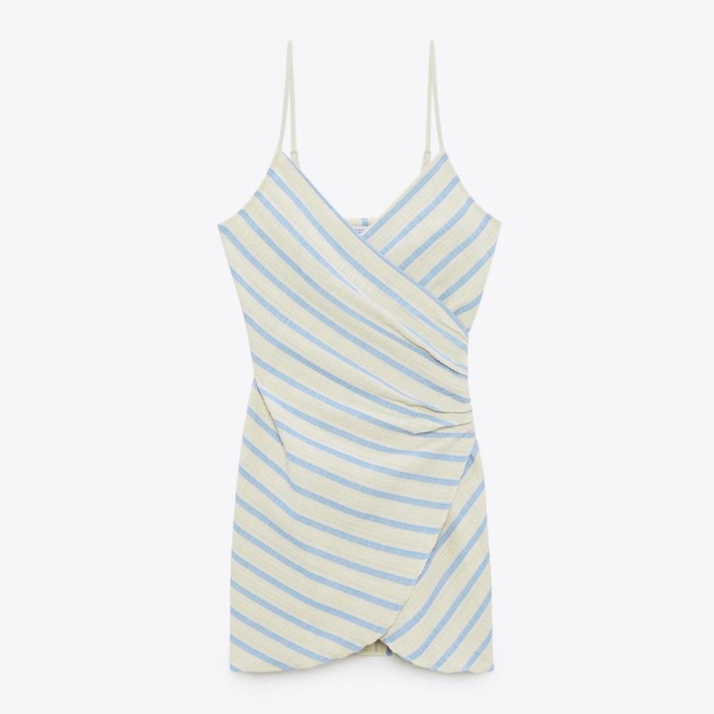 Zara Blue and Cream Striped Mini Dress